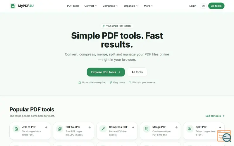 Screenshot of MyPDF4U