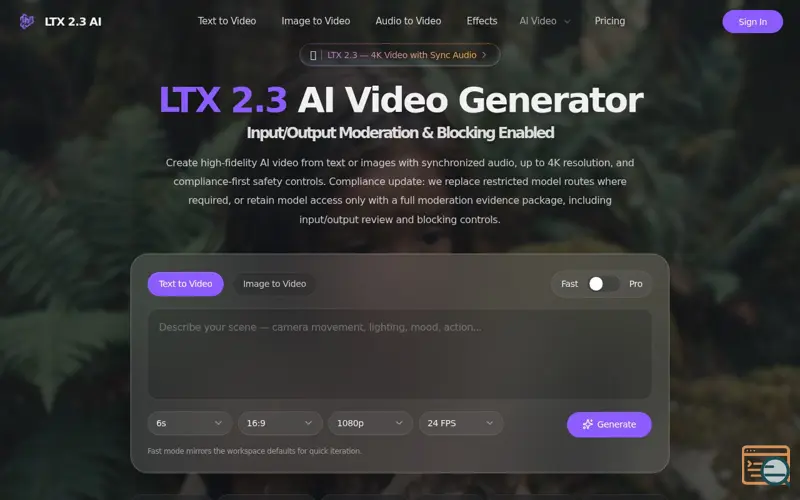 Screenshot of LTX 2.3 AI Video Generator