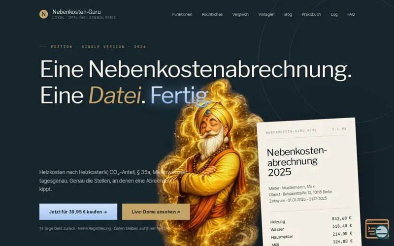 Screenshot of Nebenkosten-Guru