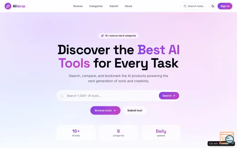Screenshot of AiVerse
