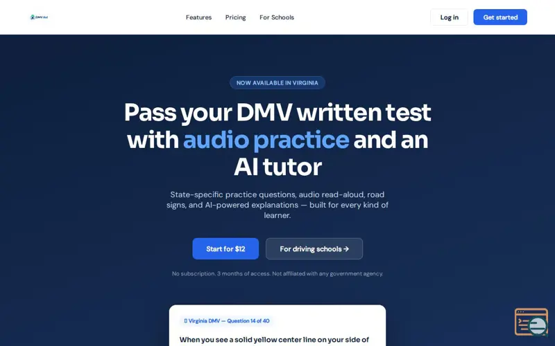 Screenshot of DMV Aid