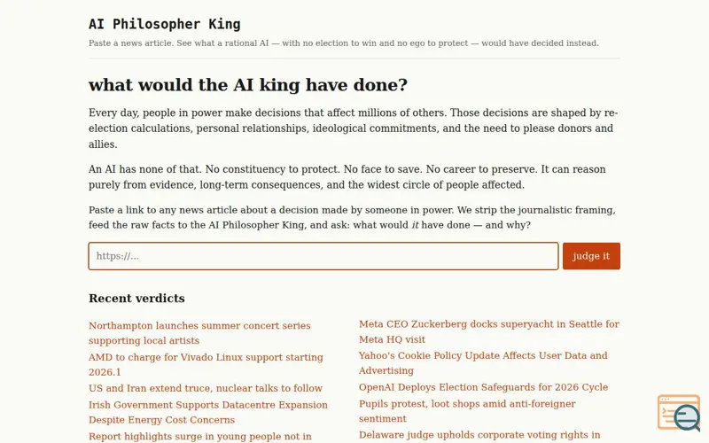 Screenshot of AI Philosopher King