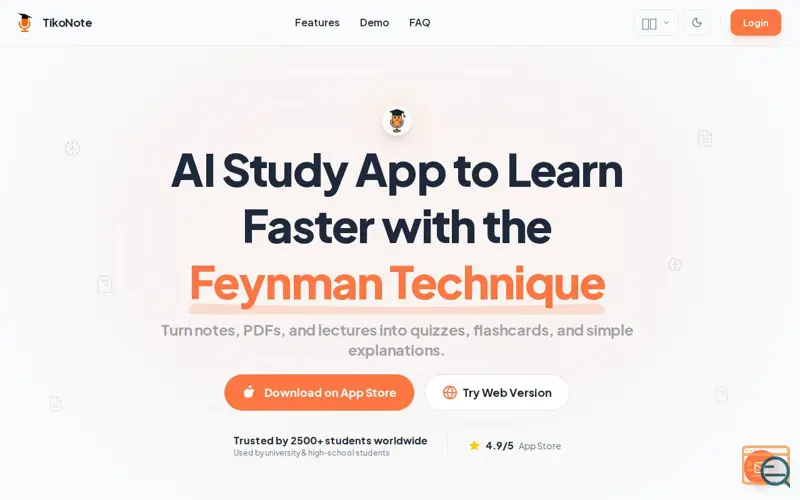 Screenshot of TikoNote: Study with AI