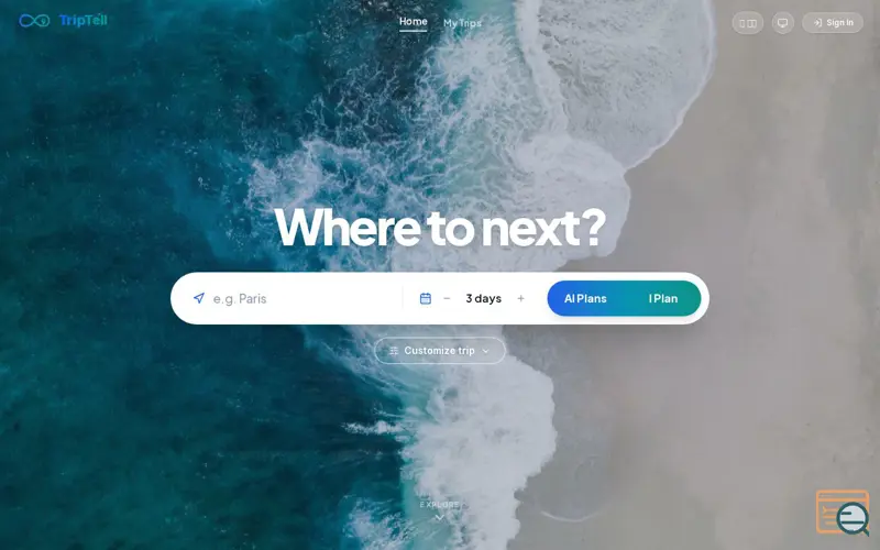 Screenshot of TripTell