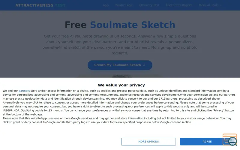 Screenshot of AI Soulmate Sketch Tool