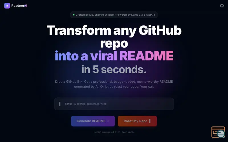 Screenshot of ReadmeAI