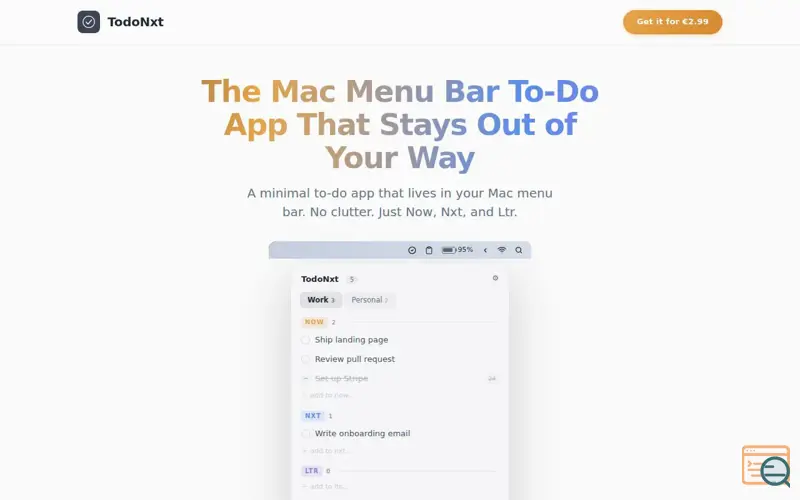 Screenshot of TodoNxt, a launch using SecureMail Pro