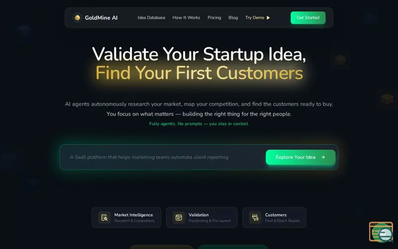 Screenshot of GoldMine AI