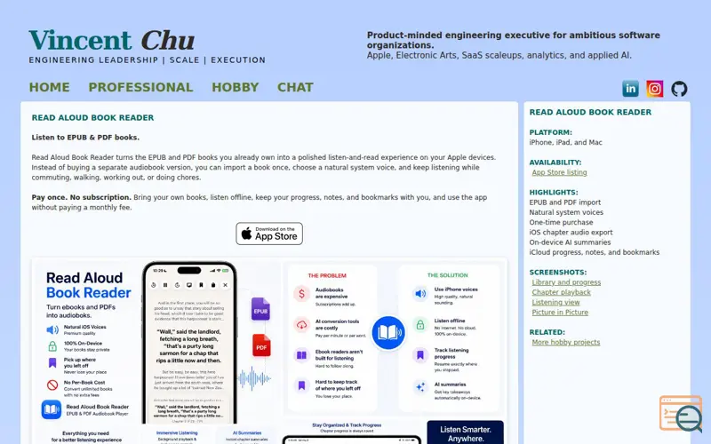 Screenshot of Read Aloud Book Reader