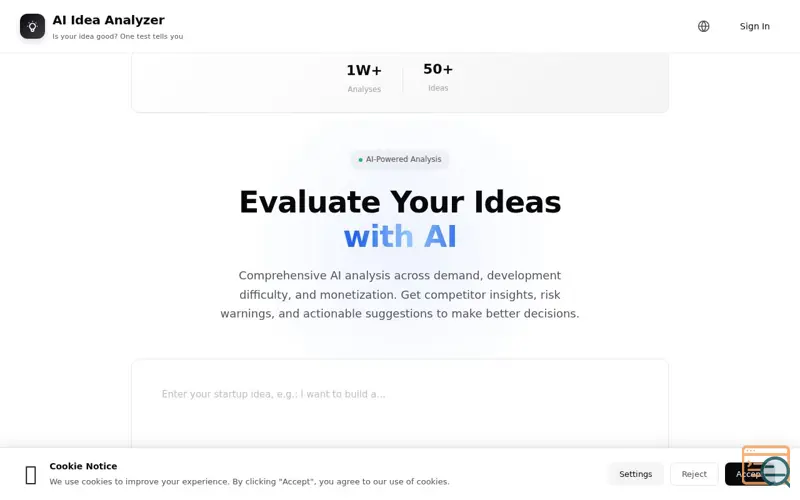 Screenshot of AI Idea Analyzer