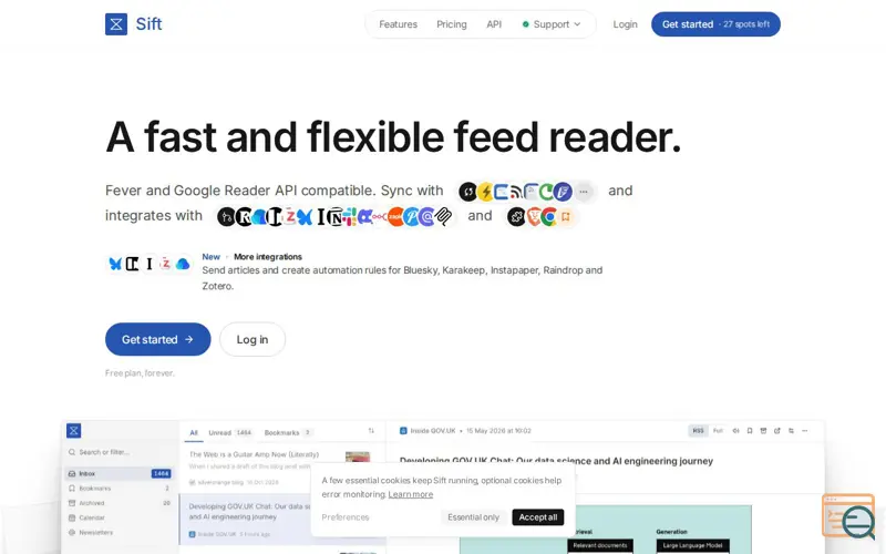 Screenshot of Sift