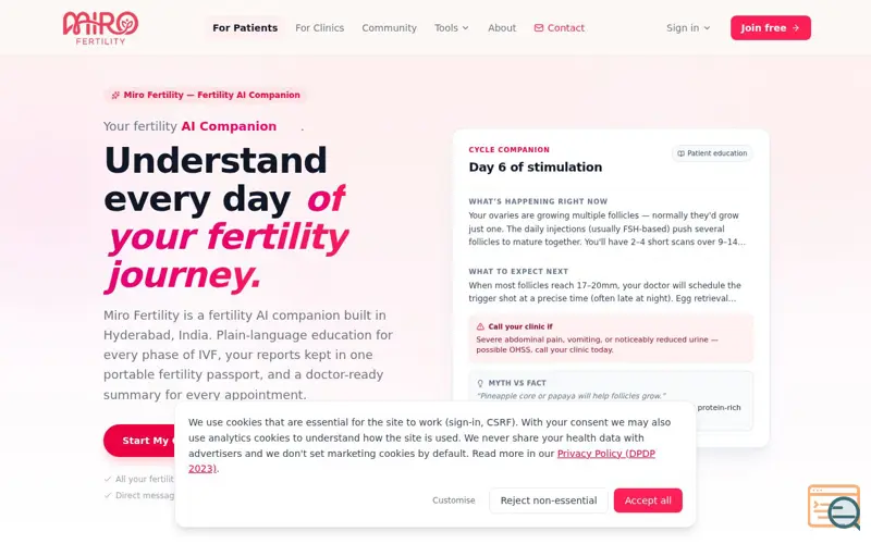 Screenshot of Miro Fertility