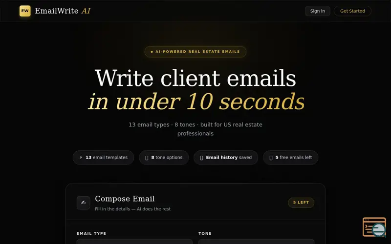 Screenshot of EmailWrite AI