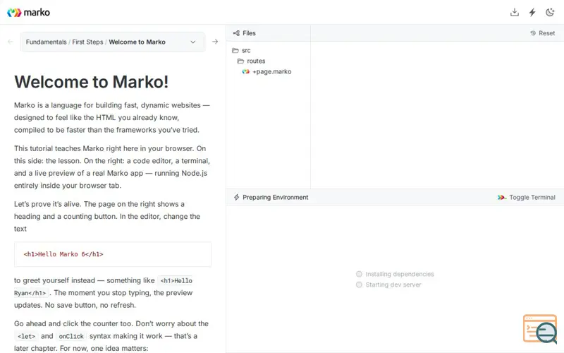 Screenshot of Markojs-tutorial