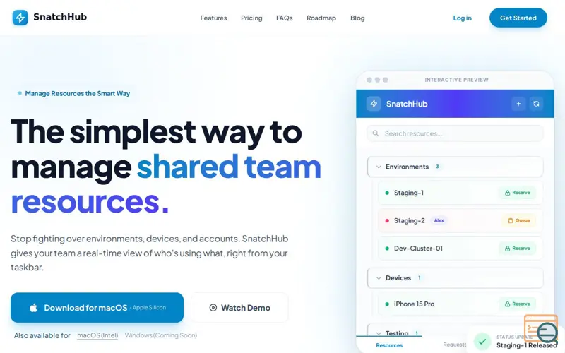 Screenshot of SnatchHub