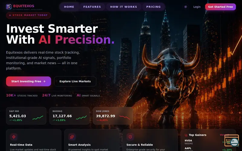 Screenshot of Equitexos, a launch using Nano Stores