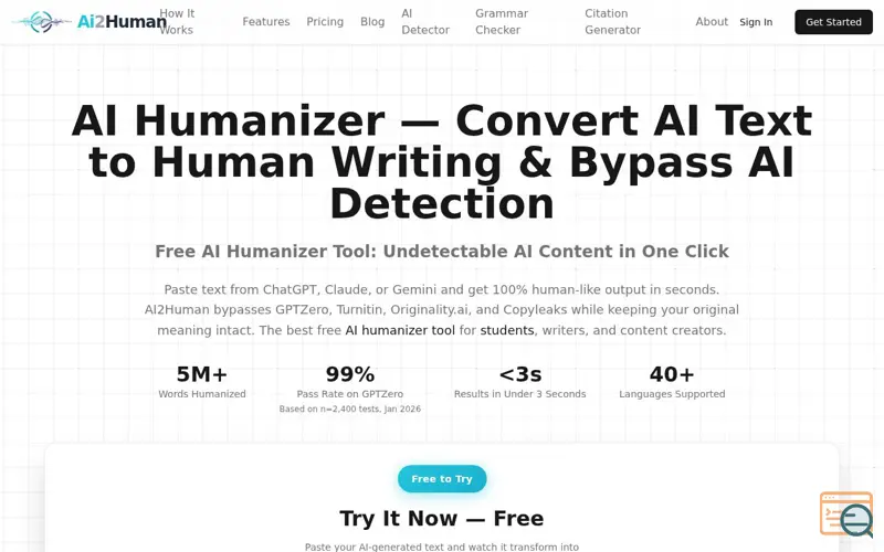 Screenshot of AI2Human