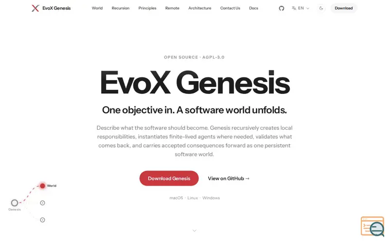 Screenshot of EvoX Genesis