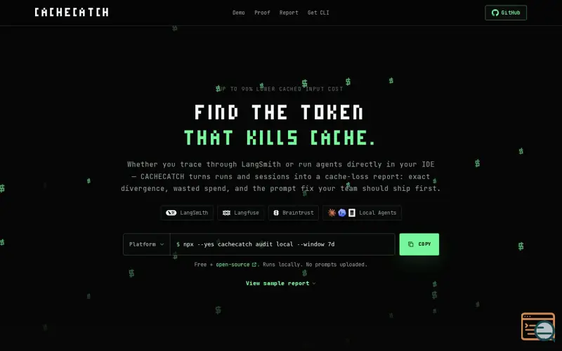 Screenshot of CacheCatch