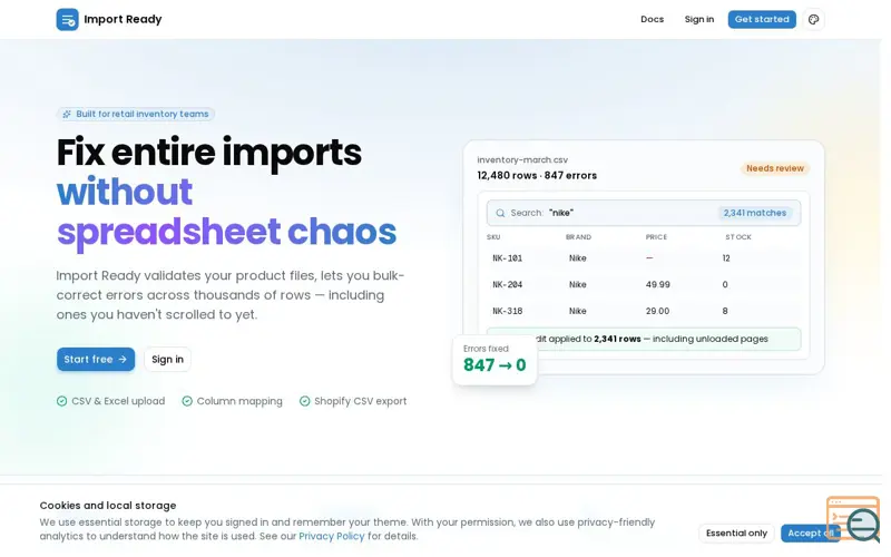 Screenshot of Import Ready