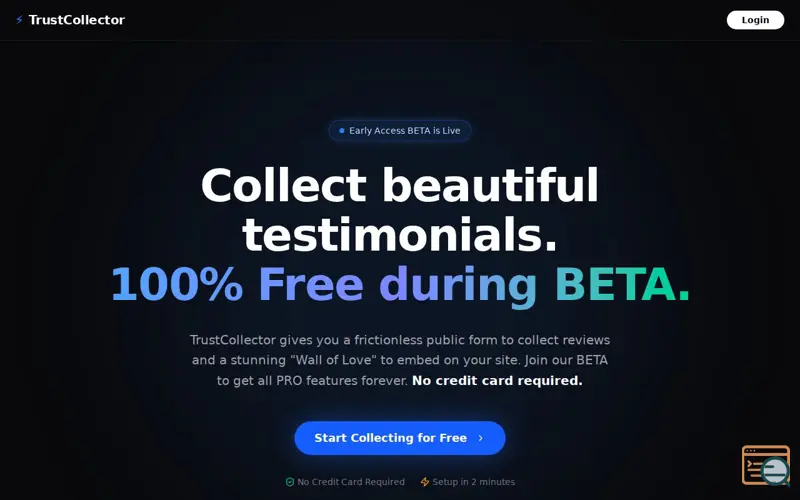 Screenshot of TrustCollector