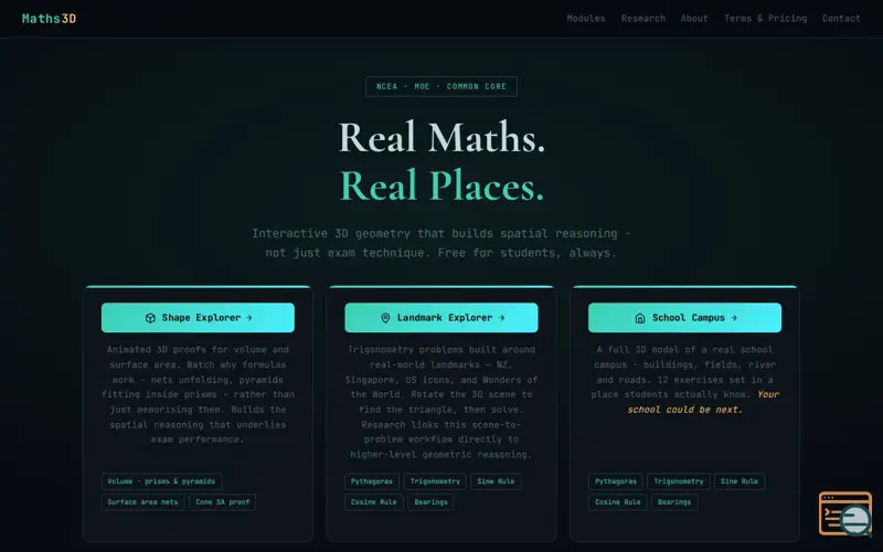 Screenshot of Maths3D