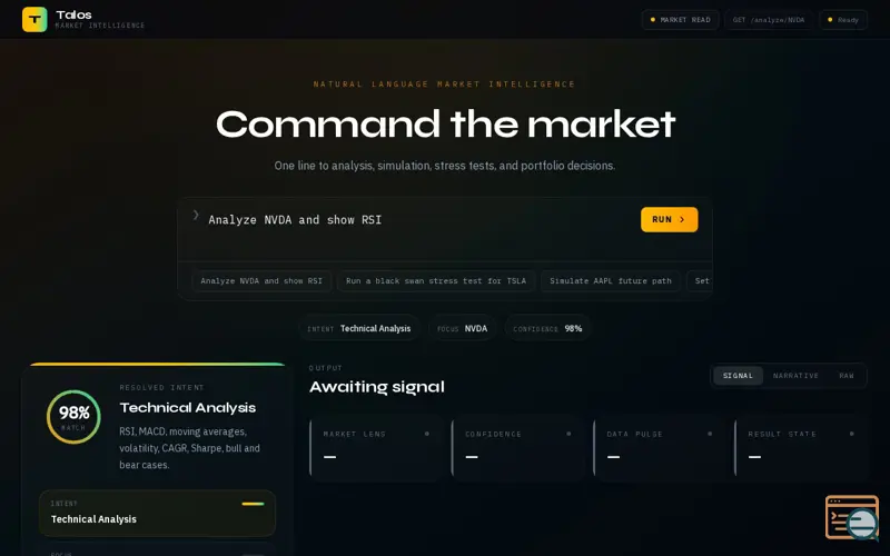 Screenshot of Talos Command Layer