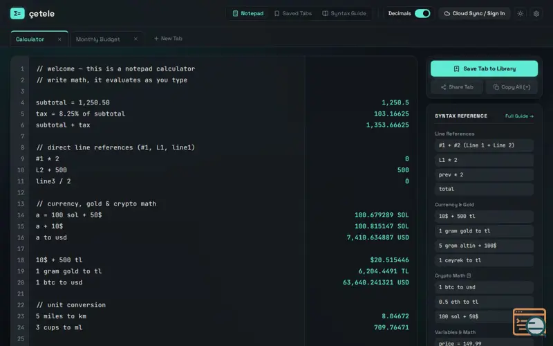 Screenshot of Çetele