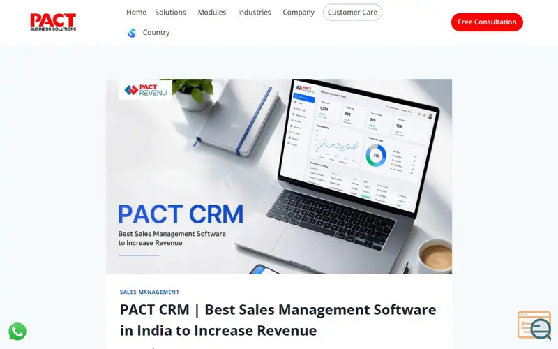 Screenshot of PACT CRM – Sales Management Software