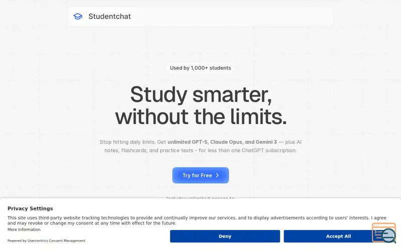 Screenshot of Studentchat 