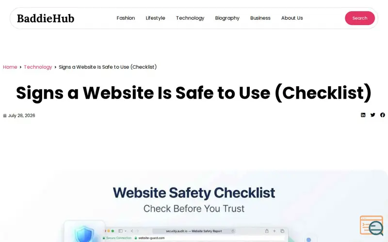 Screenshot of Website Safety Checklist