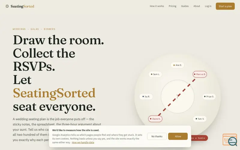 Screenshot of SeatingSorted: AI Event Planner