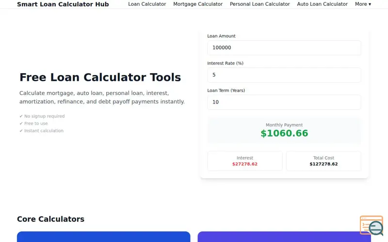 Screenshot of Calclend