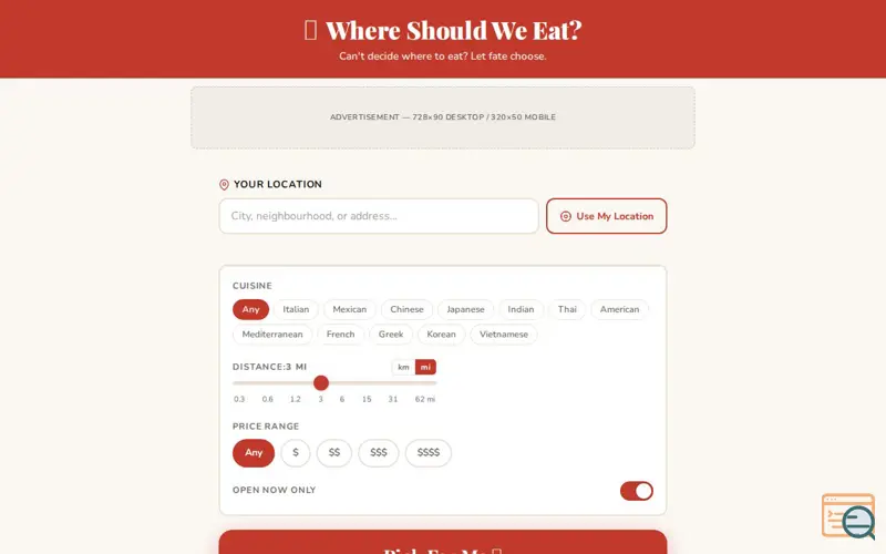 Screenshot of Where Should We Eat
