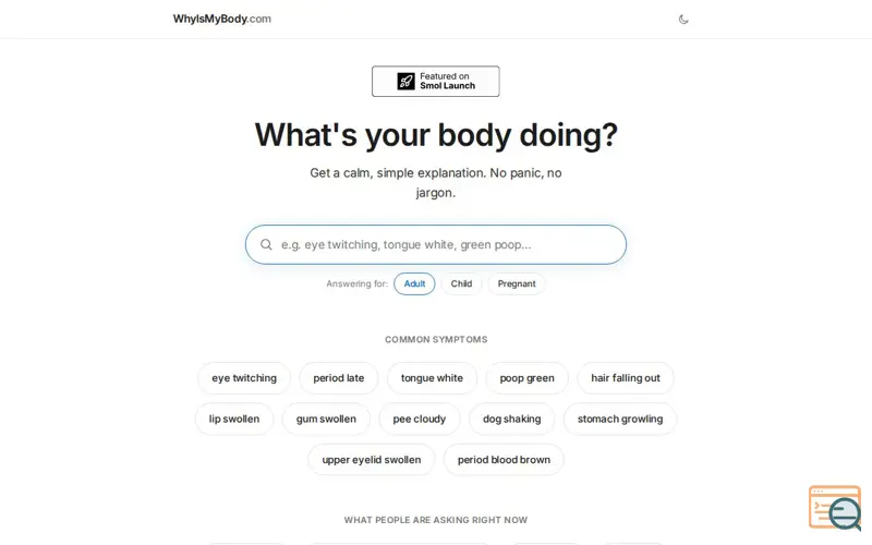 Screenshot of WhyIsMyBody