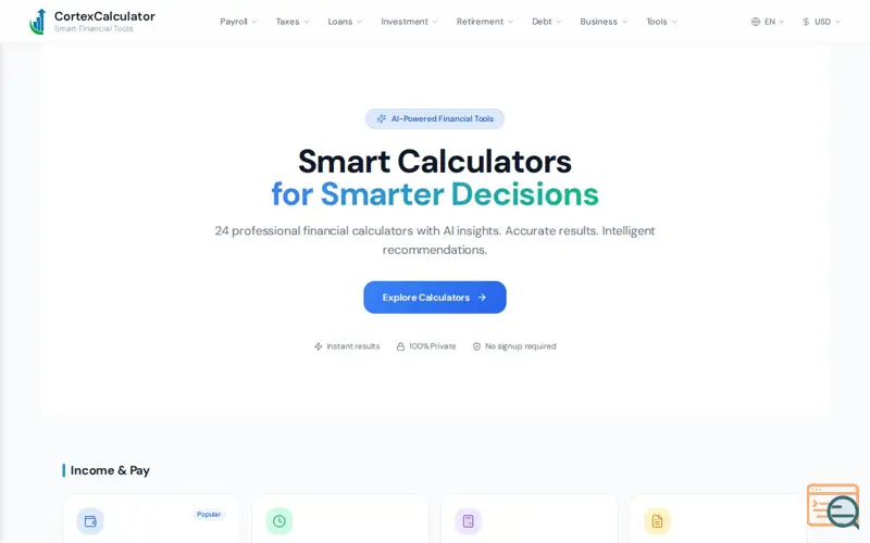 Screenshot of CortexCalculator