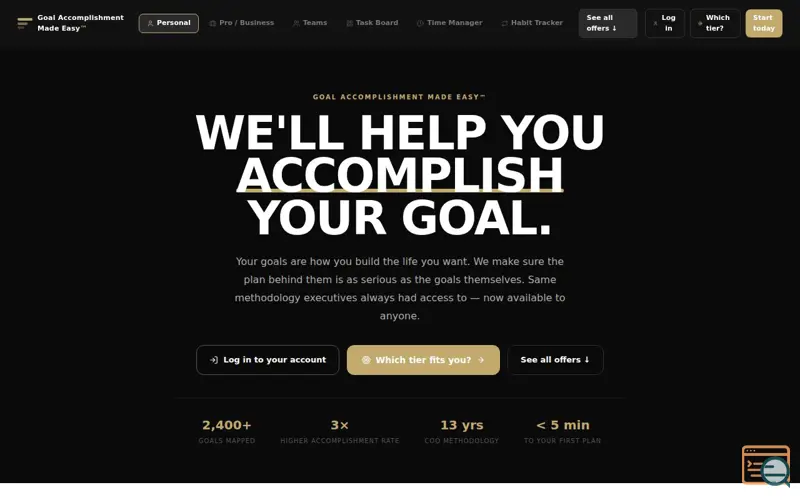 Screenshot of Goal Accomplishment Made Easy™