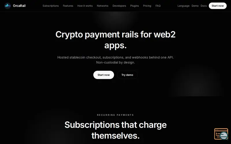 Screenshot of OrcaRail public launch