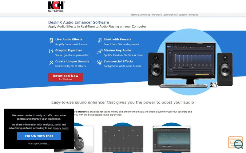 Screenshot of DeskFX: Major real-time audio upgrade, a launch using DNSMadeEasy