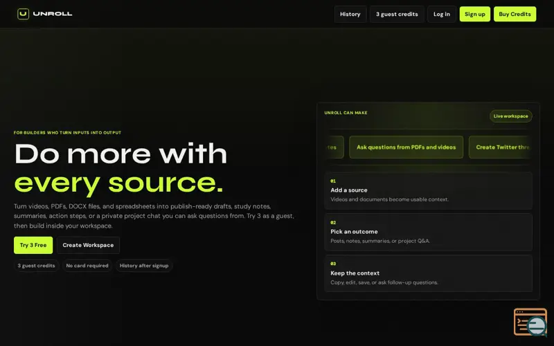 Screenshot of Unroll