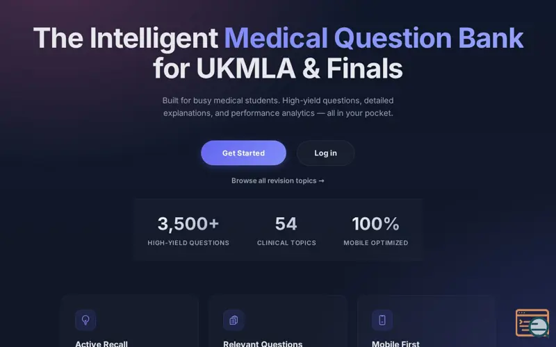 Screenshot of Med Qbank, a launch using DigitalOcean DNS