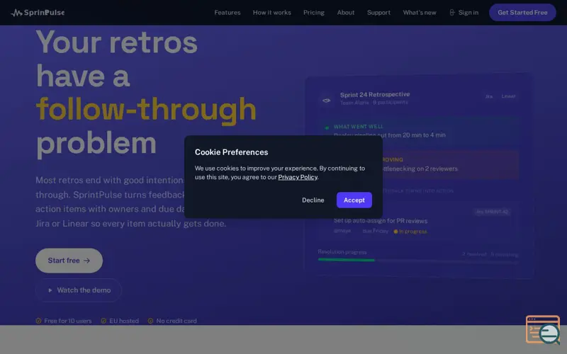Screenshot of SprintPulse, a launch using Rails