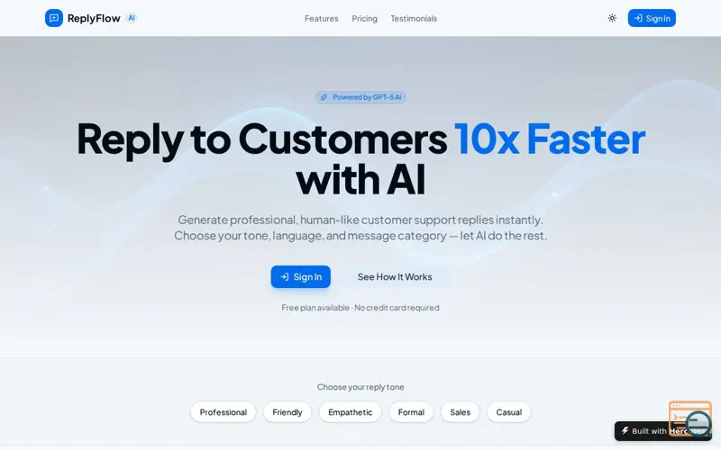 Screenshot of ReplyFlow