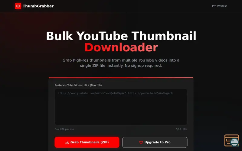 Screenshot of ThumbGrabber