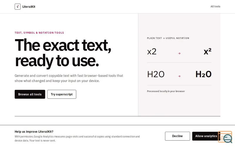 Screenshot of LiteralKit