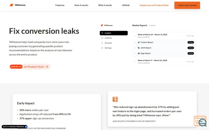 Screenshot of TAMsense
