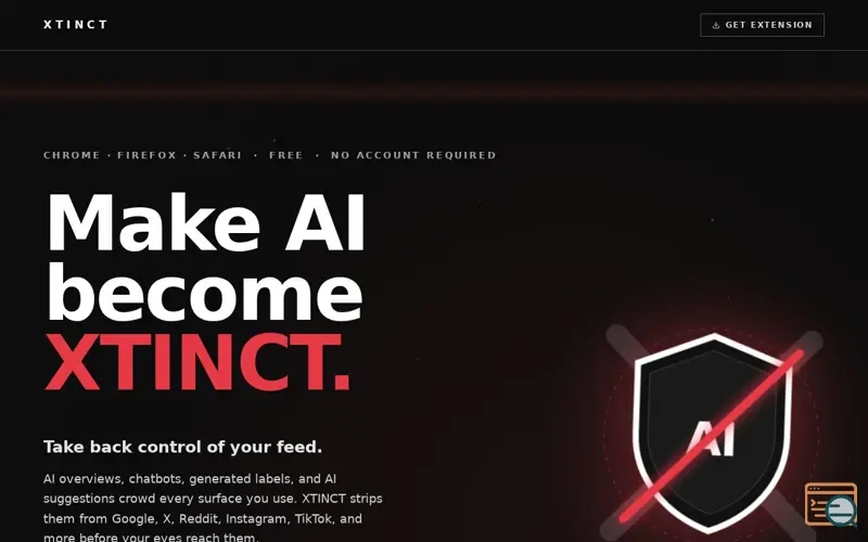 Screenshot of XTINCT: Remove AI clutter from the web
