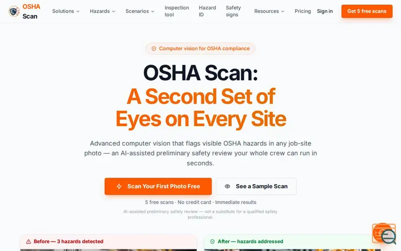 Screenshot of OSHAScan