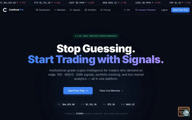 Screenshot of Crypto signals that actually work
