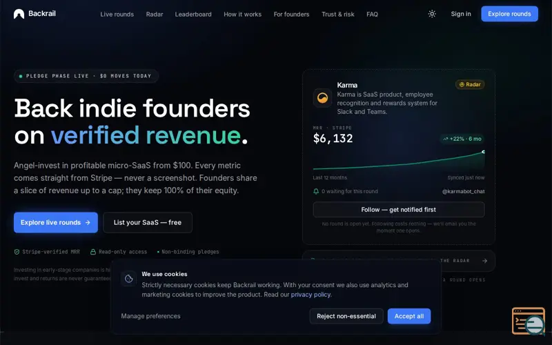 Screenshot of Backrail